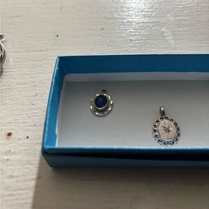 QVC Silver and Blue Pendant Duo